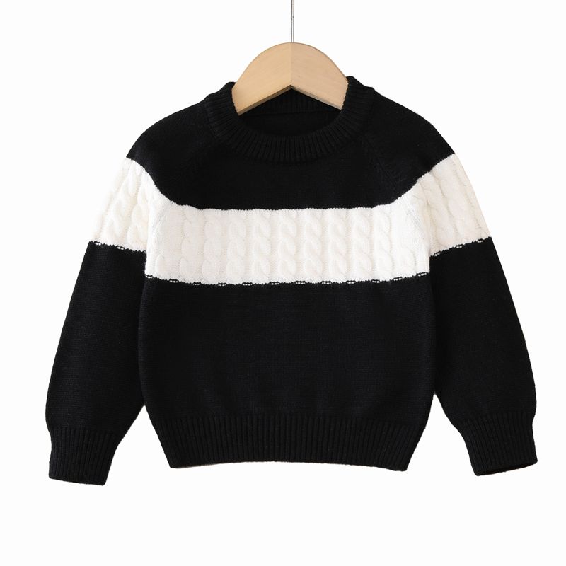 Color Block Long Long Crewneck Sweater Children