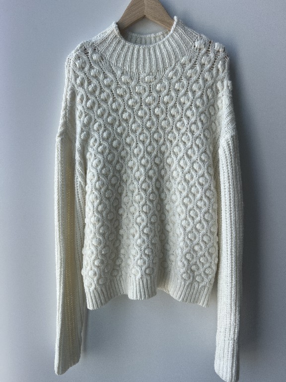 Dot Jacquard Pullover Knit Crew Neck Women Women
