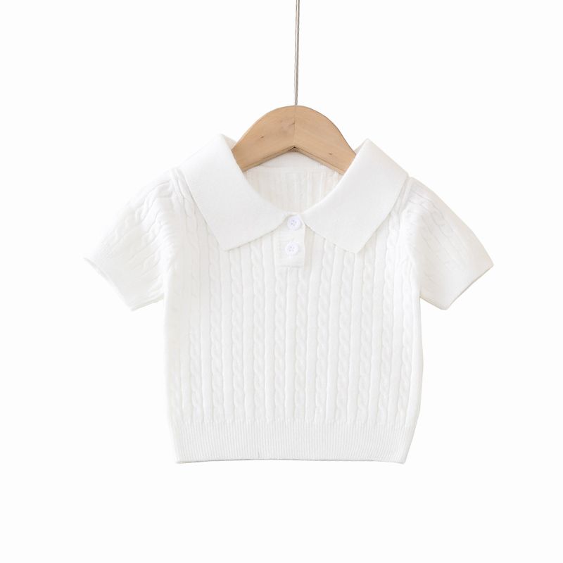 สีทึบ Jacquard Half Cardigan Sweater เด็ก