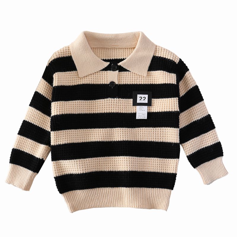 เสื้อสเวตเตอร์ถักคอปกโปโลลาย